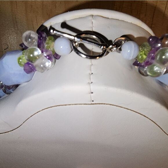 Ross Simons Blue Agate Quartz Amethyst Peridot Necklace .925 17" x 5/8" NWOT - Picture 14 of 14